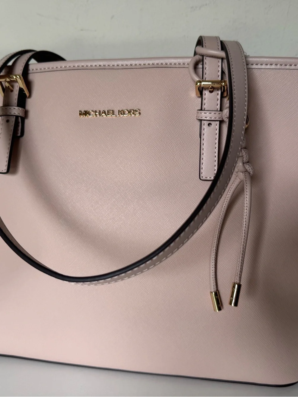 Michael Michael Kors Jet Set Soft Pink Saffiano Leather Zip Top Tote